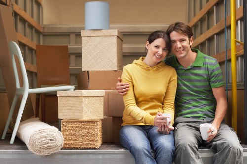 Home removals support in Sipson with packed boxes