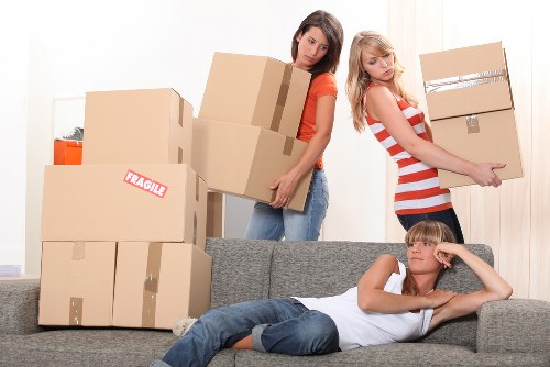 Boxes and furniture arranged in a Sipson short-term storage unit